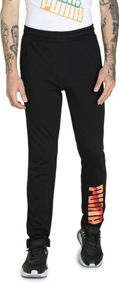 PUMA Zippered Graphic Pants I Graphic Print Men Black Track Pants