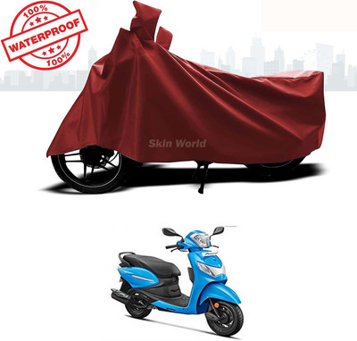 SKIN WORLD Waterproof Two Wheeler Cover for Hero(Pleasure Plus, Brown)