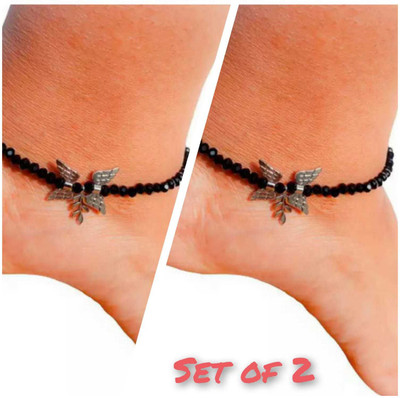 MS ENTERPRISE Butterfly Crystal Anklet set of 2 Brass Anklet(Pack of 2)