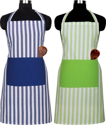 Peperhomia Cotton Home Use Apron - Free Size(Blue, Green, Pack of 2)