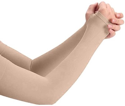 GUNGUN Nylon Arm Sleeve For Men & Women(Free, Beige, Black)