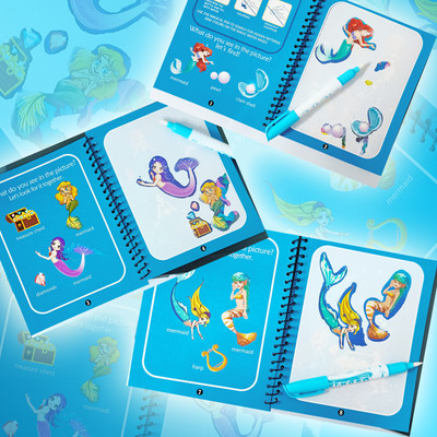 Explorer ™Magic Water Painting Reusable 4 Pages Book Magic Doodle Pen Coloring For Kids