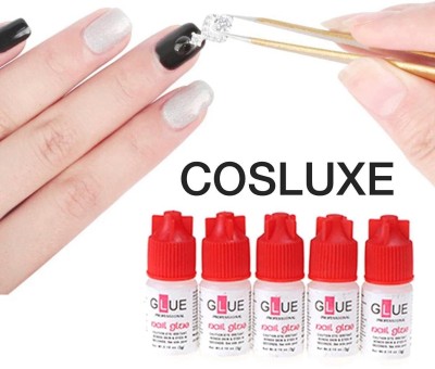 Cosluxe Professional Strong Nail Glue for Fake Nails - Nail Tips 3g (Pack of 5) transprant(Pack of 5)