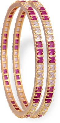 Ratnavali Jewels Brass Cubic Zirconia Gold-plated Bangle Set(Pack of 2)