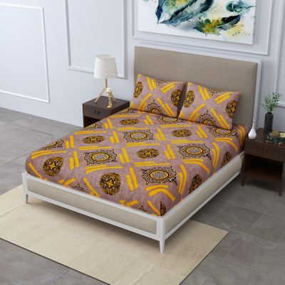 Flipkart SmartBuy 144 TC Microfiber Double 3D Printed Flat Bedsheet(Pack of 1, Yellow)