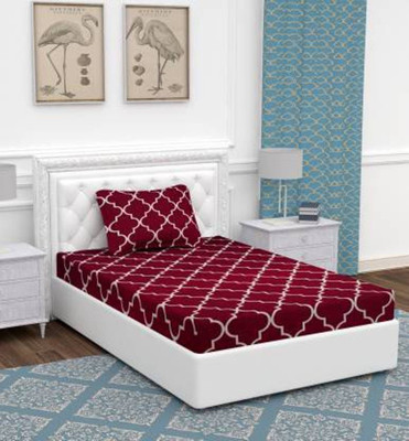 Bhardwaj Shivay 220 TC Cotton Single Checkered Flat Bedsheet(Pack of 1, Red)