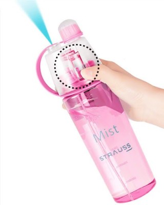 Strauss 2 in 1 Mist Spray & Sipper Water Bottle| For Gym, Outdoor, Cycling | 600 ml Sipper(Pack of 1, Pink, Plastic)