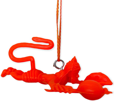 Qweezer Sastik woods Orange Flying Lord Hanuman Idol Car Hanging Ornament (Pack of 1 Car Hanging Ornament(Pack of 1)