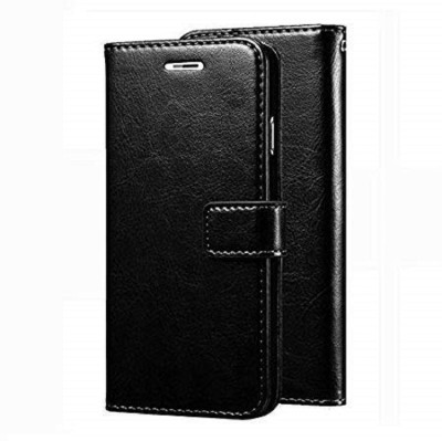Kosher Traders Flip Cover for Leather Magnetic Vintage Flip Wallet Case Cover For Redmi Note 11 T(Black, Silicon)