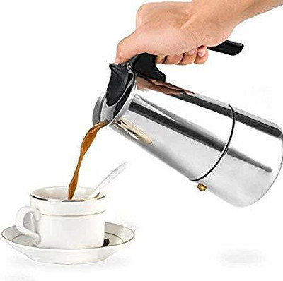 Laxvila Home Amaz Stainless Steel Stovetop Espresso coffee Maker Pot 6 Cups Coffee Maker(Silver)