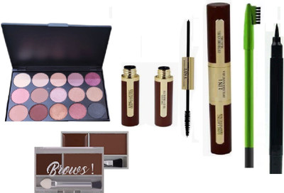 GFSU Smudge Proof Waterproof Long Lasting Kajal & Studio Professional15 COLOR EYESHADOW PALETTE Professional Set(5 Items in the set)