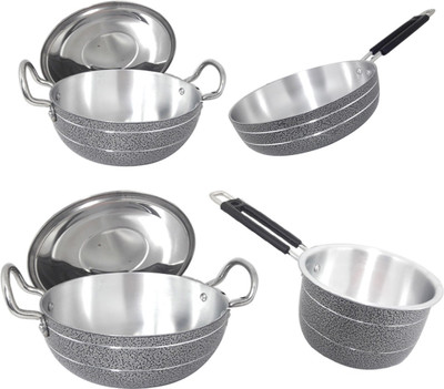 bartan hub Induction Bottom Cookware Set of 4 Induction Bottom Cookware Set(Aluminium, 4 - Piece)
