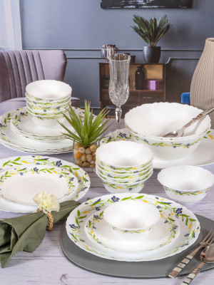 cello Pack of 33 Opalware Dinner Set (set of 33pcs) Dinner Set(White, Microwave Safe)