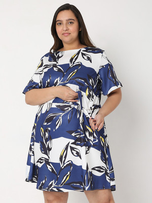 Vero Moda Curve Women Shift White Above Knee/Mid Thigh Length Dress