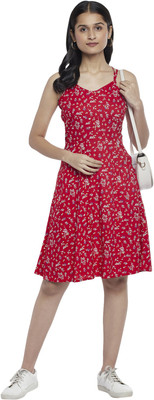 PEOPLE Women A-line Red Above Knee/Mid Thigh Length Dress
