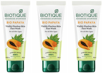 BIOTIQUE BIO PAPAYA DEEP CLEANSE FACE WASH 100 ML - 3 Face Wash(300 ml)