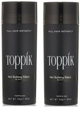 toppik Hair Fibers For Hair Loss Concealer, Regrowth & Styling Black Color 2 Units 55 gm Organic Hair Volumizer Fibers(55 g)
