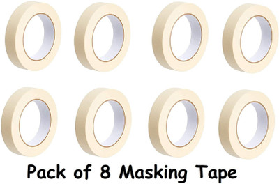 flockidos Masking Tape for Multi-Use Great for Carpenter Labeling,Painting,Packing & More 20 m Masking Tape(Beige Pack of 8)
