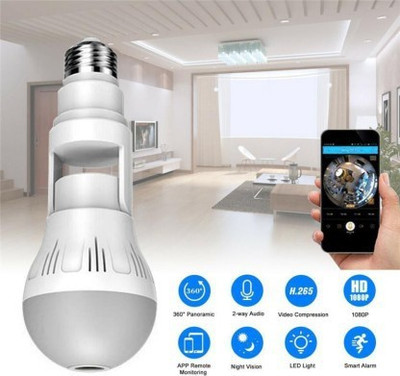 SKY HUB IP Camera with Night Vision Fisheye 360 Degree Small Bulb Cameras for Shop HD Security Camera(64 GB, 1 Channel)