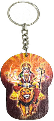 AFH Jay Mata Di Maa Sherawali Wooden Multicolor Decorative Key Chain Key Chain
