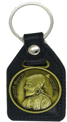 AFH Chatrapapti Shivaji Maharaj Antique Gold Decorative Leather Gifting Key chain Key Chain