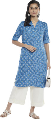 Rangmanch by Pantaloons Women Printed Straight Kurta(Black)