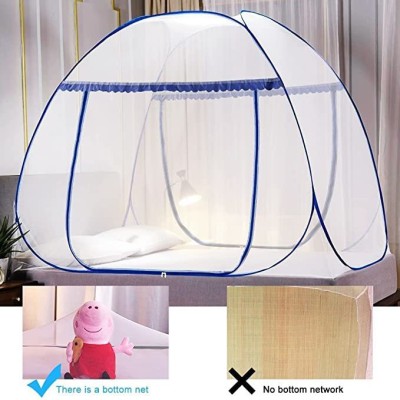 FRP Polyester Adults Washable Polyester Foldable King Size Bed,Double Bed,Queen Size Bed Mosquito Net(Blue, Bed Box)