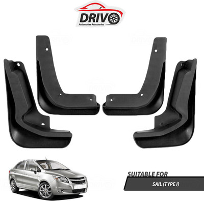 Drivo Front Mud Guard, Rear Mud Guard For Chevrolet Sail NA(Black)