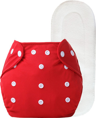 Hokista Reusable Cloth Diapers for babies, Adjustable Diaper with Inserts (RED)