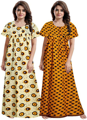 AAKARSHANA CREATION Women Nighty Set(Yellow)