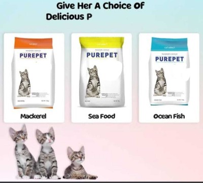 purepet CAT FOOD MACKEREI + SEA FOOD + OCEAN FISH 7KG PACK OF 3 Chicken 21 kg (3x7 kg) Dry Adult Cat Food