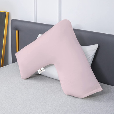 EVERDECOR Ultra Soft V Shaped Pillow for Neck Pain Relife Pillow Microfibre Solid Sleeping Pillow Pack of 1(light pink)