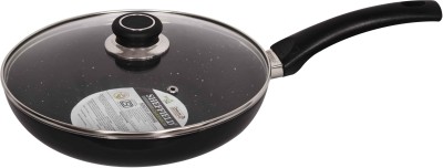 Sheffield Classic Non Stick Induction Base Fry Pan with Glass Lid with 5 with Layer Coating Fry Pan 26 cm diameter with Lid 1 L capacity(Aluminium, Non-stick)
