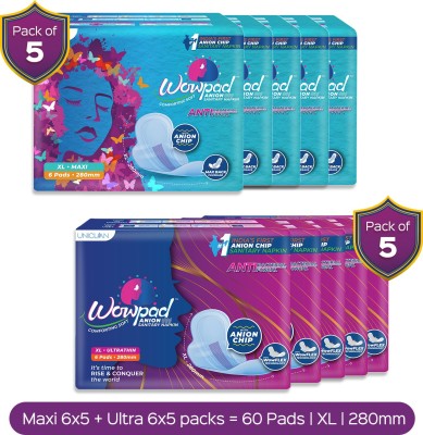 Wowpad Maxi 30 Pads + Ultrathin 30 Pads-320 MM XL Comforting Soft (60 Pads) Sanitary Pad(Pack of 60)