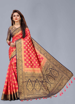 Shopwell Printed Kanjivaram Cotton Silk Saree(Multicolor)