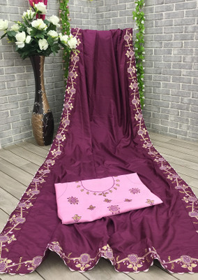 jayant creation Embroidered Daily Wear Silk Blend Saree(Magenta)