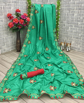 jayant creation Embroidered Daily Wear Silk Blend Saree(Green)