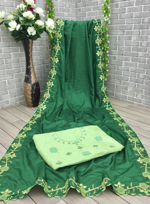 jayant creation Embroidered Daily Wear Silk Blend Saree(Green)