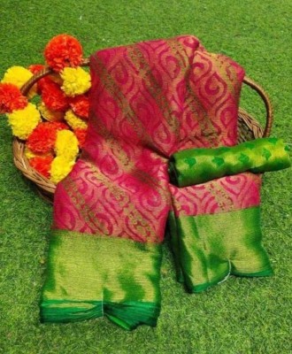 Sitanjali Printed Bollywood Brasso Saree(Pink)