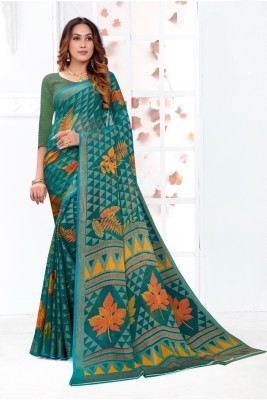 OM Fashion Printed Daily Wear Chiffon Saree(Green)