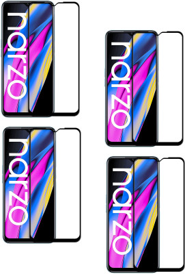 ISAAK Edge To Edge Tempered Glass for Realme Narzo 50a Prime Edge to Edge, Full Glue, 11D Tempered Glass(Pack of 4)