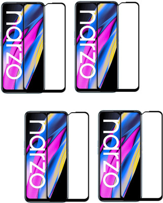 ISAAK Edge To Edge Tempered Glass for Realme Narzo 50a Prime Edge to Edge, Full Glue, 11D Tempered Glass(Pack of 4)