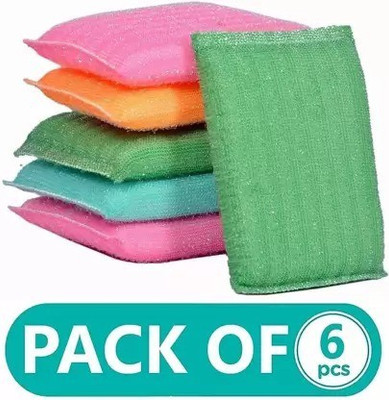 Sambhavnath Multipurpose Super Absorbent Magic Double Sided Sponge Wipes Scrubber/Scrub Pad Scrub Pad, Scrub Sponge(Regular, Pack of 6)