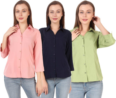 CINDERELLA THE CREATIONS FACTORY Women Solid Casual Multicolor Shirt(Pack of 3)