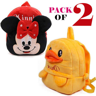 BHAVYA Kids School Bag Soft Plush Backpacks Pack of 2 Cartoon Boys Girls Baby bag (2-5 Years) School Bag(Multicolor, 15 inch)