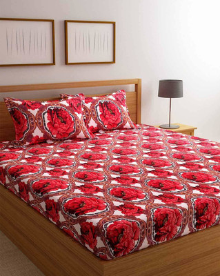 Cotton Double Bedsheet(Pack of 1, Red)
