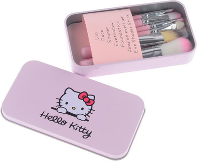 Hello Kitty High Quality MakeUp Brushes With Pink Tin Box(Pack of 7)