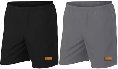 Men Black, Grey Sports Shorts