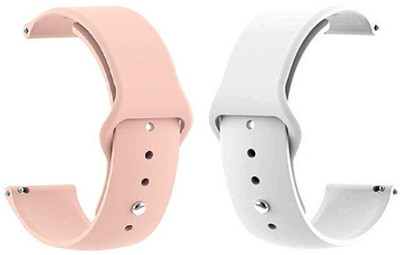 BLACK LOVIES 20MM SOFT SILICON BELT Smart Watch Strap(White, Pink)