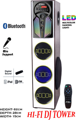etmax ZALLWA 1 80W Hi-Fi DJ tower 80 W Bluetooth Tower Speaker(White and Brown, 2.1 Channel)